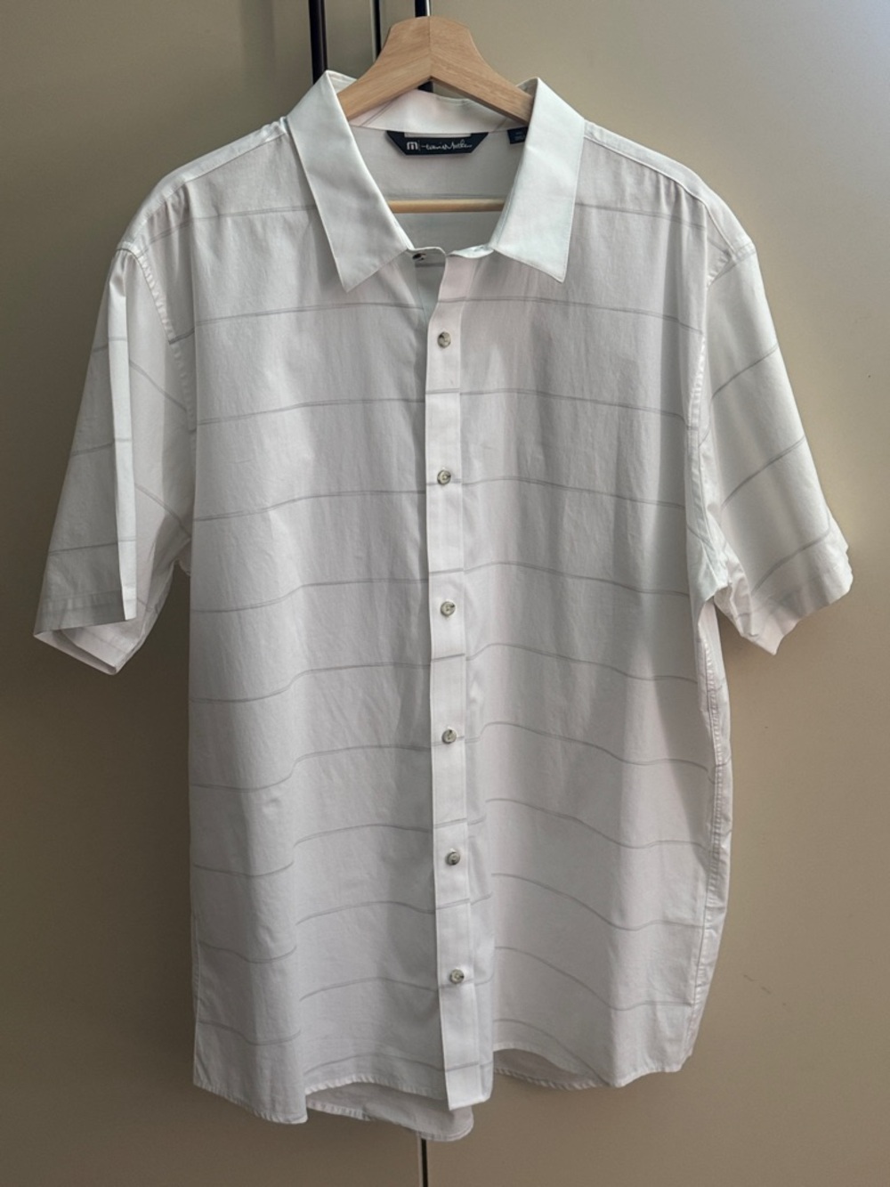 Travis Mathew White Short-Sleeve Button-Down Shirt